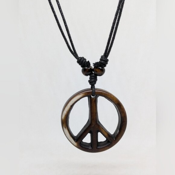 New Hippie Peace Necklace Vintage Inspired Unisex Men Women Boho Bohemian - Picture 3 of 8